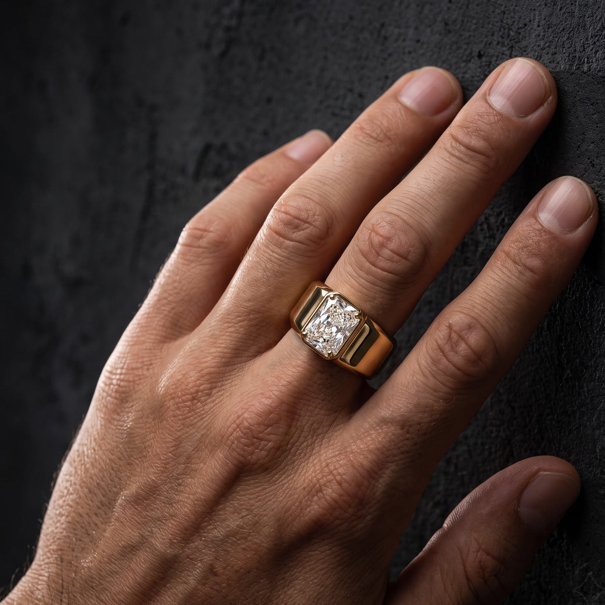 lab grown diamond men's gold ring