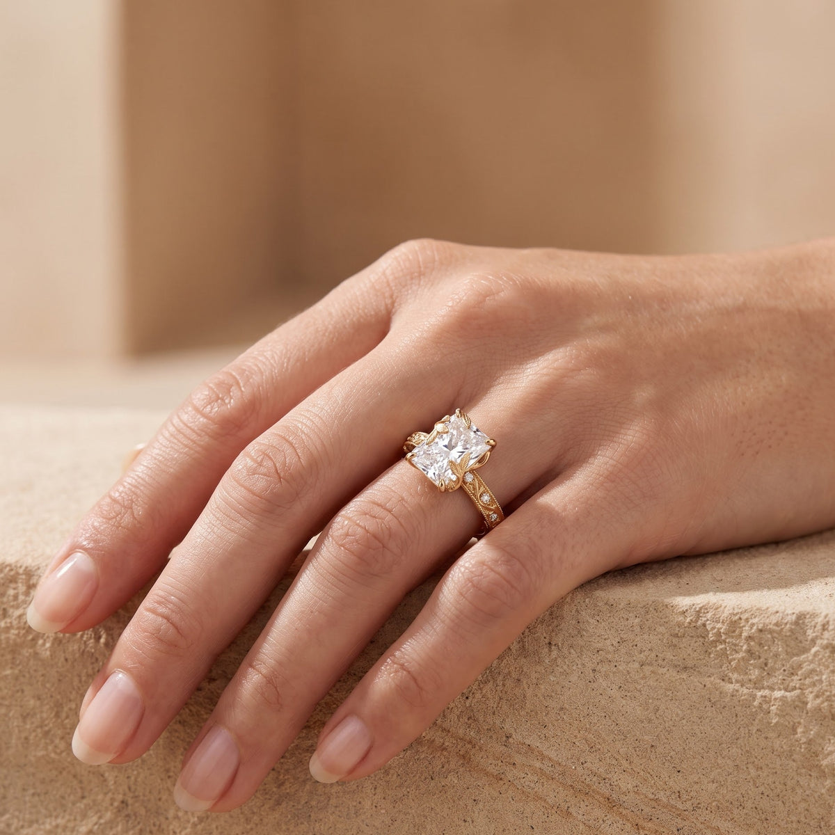 engagement rings radiant cut gold​

