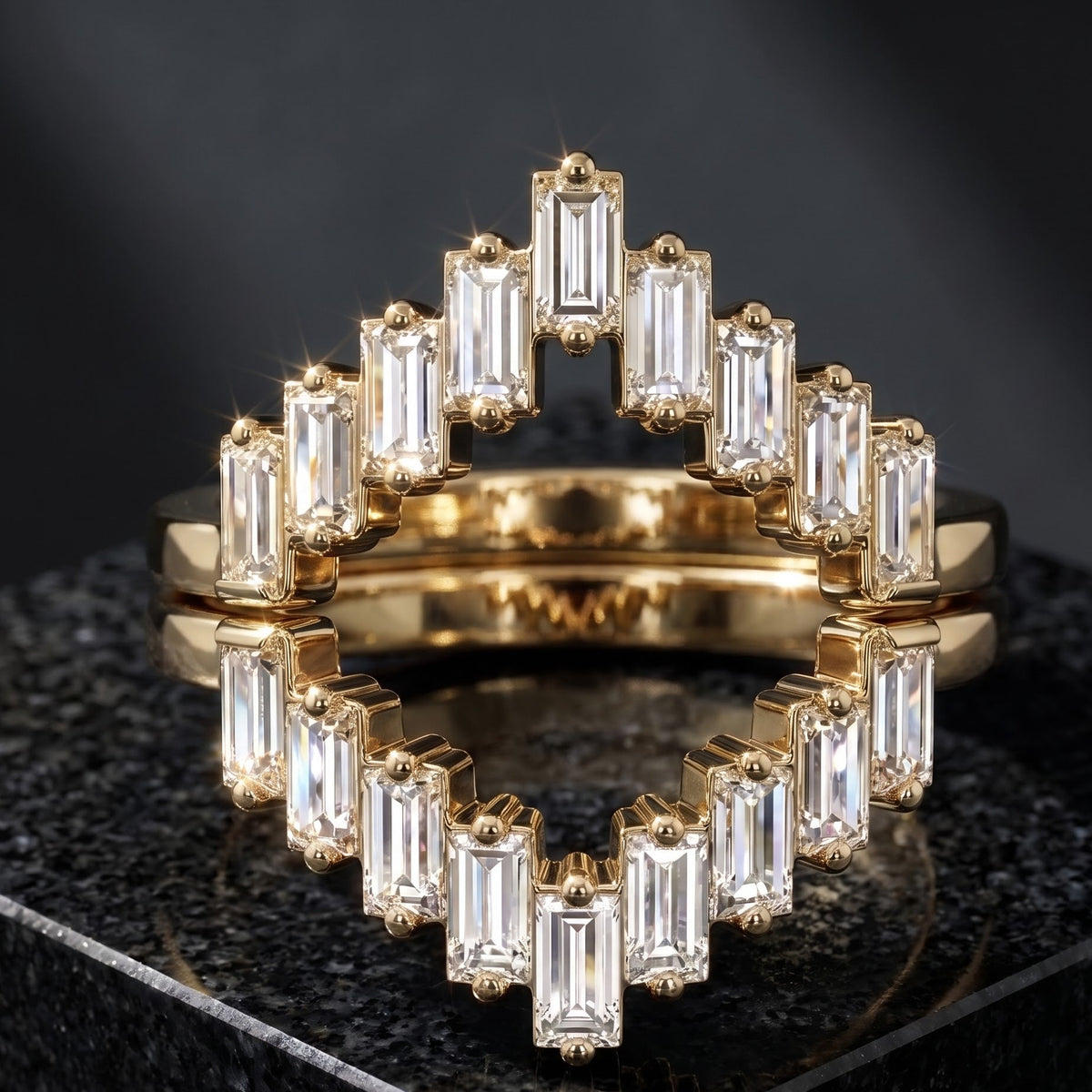 graduated baguette diamond ring
