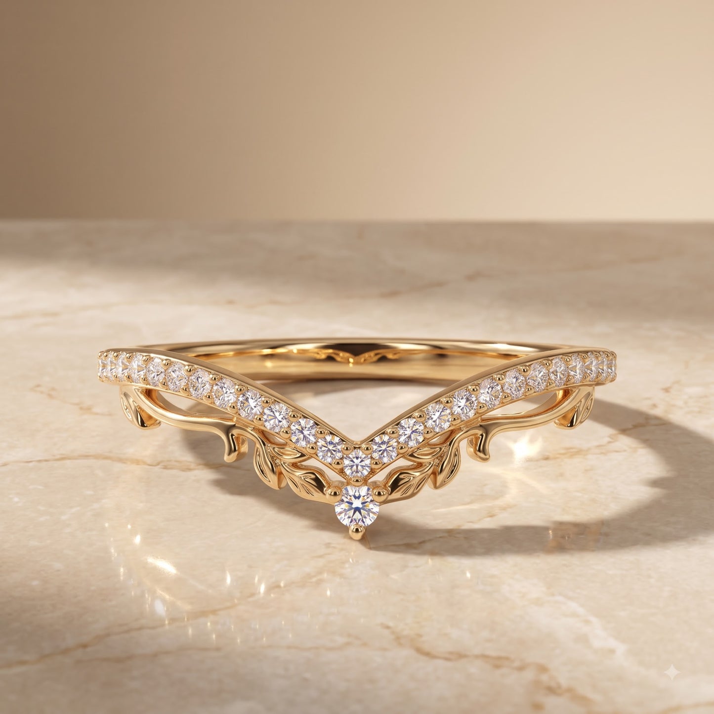 0.200 ct Lab Grown Diamond V Shape Wedding Band Ring