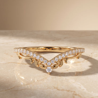 0.200 ct Lab Grown Diamond V Shape Wedding Band Ring