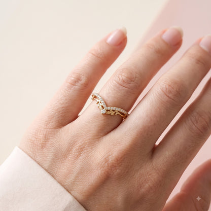 0.200 ct Lab Grown Diamond V Shape Wedding Band Ring