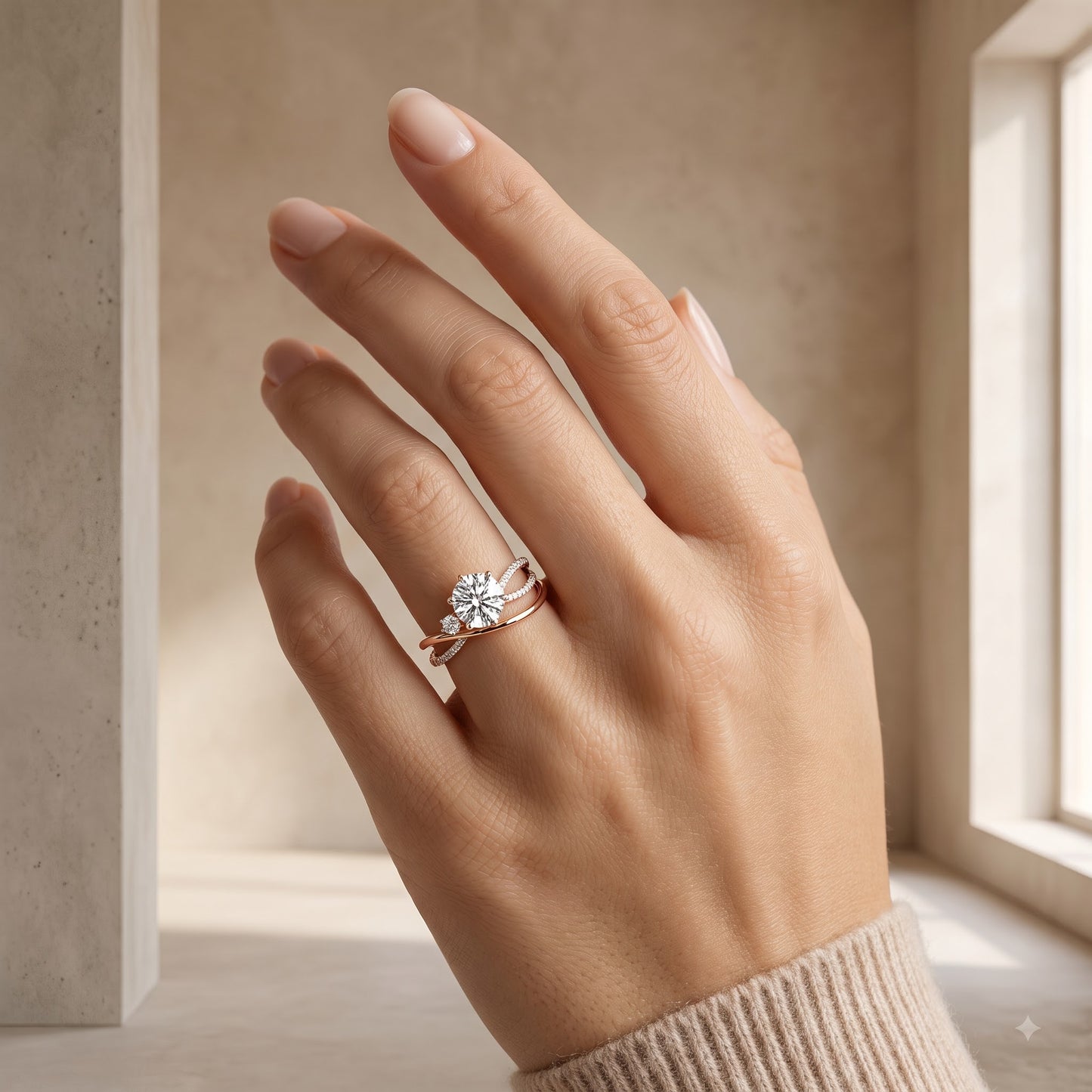 1.60ct  Round Cut Lab Grown Diamond Pave Engagement Ring