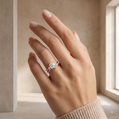 1.60ct  Round Cut Lab Grown Diamond Pave Engagement Ring