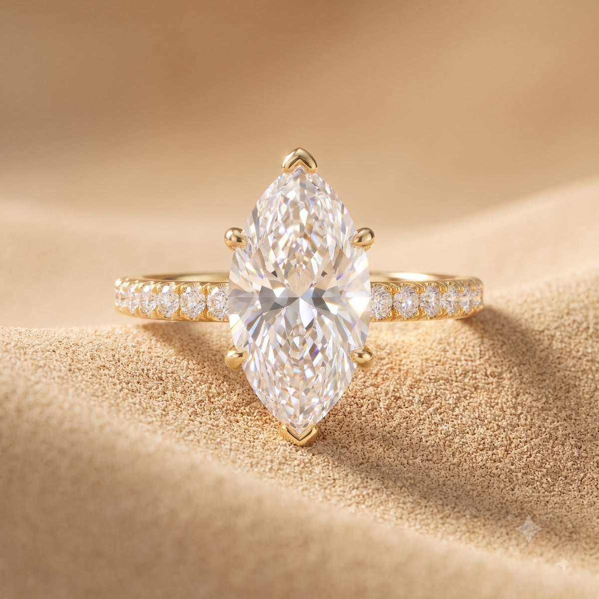 1.00ct Marquise Cut Lab Grown Diamond Unique Engagement Ring