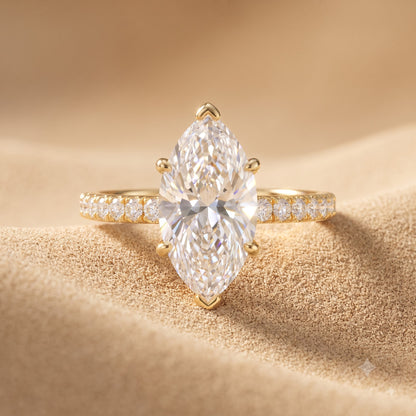 1.00ct Marquise Cut Lab Grown Diamond Unique Engagement Ring