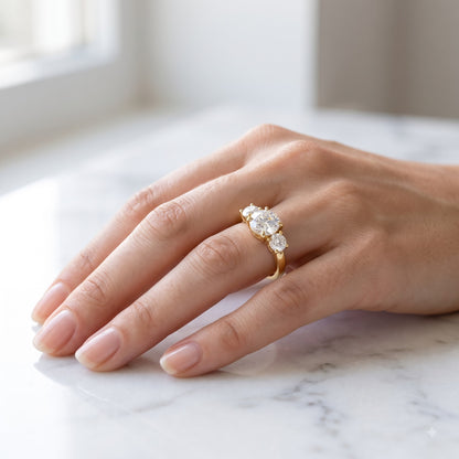 2.80 CT Round Lab Diamond Three Stone Engagement Ring