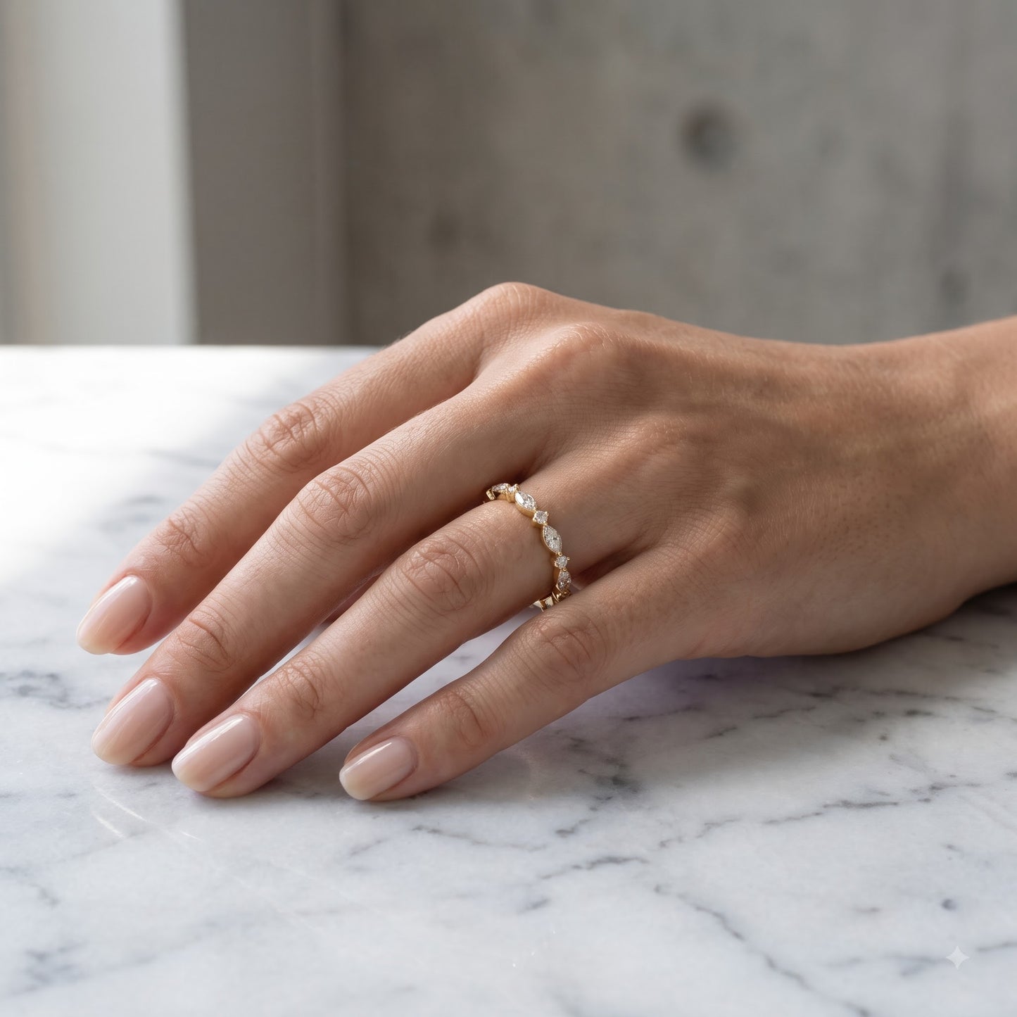 0.200 ct Marquise & Round Cut Lab Grown Diamond Eternity Band Ring