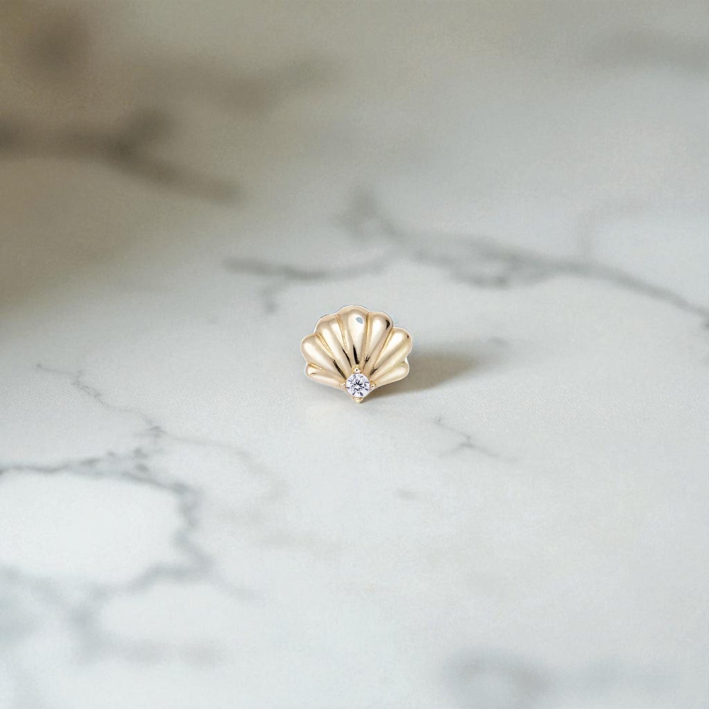 Seashell Stud Earrings • Lab Grown Diamond Earrings