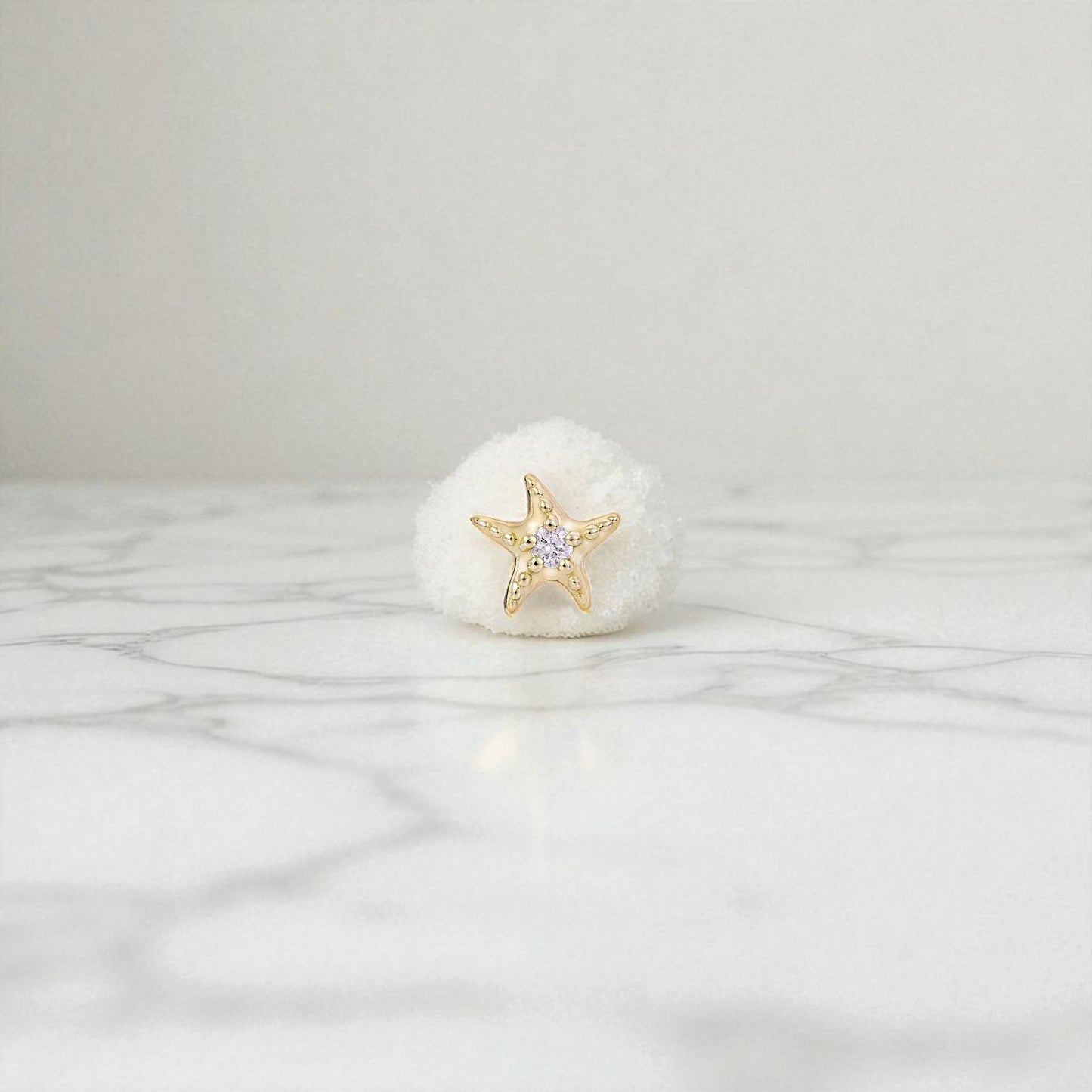Starfish Stud Earring • Diamond Starfish Labret, Cartilage Helix Earring