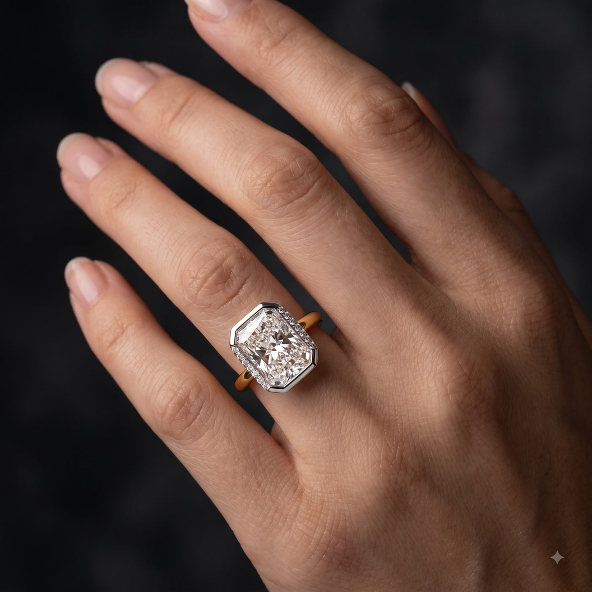 1.00ct Radiant Cut Lab Grown Diamond Modern Halo Engagement Ring