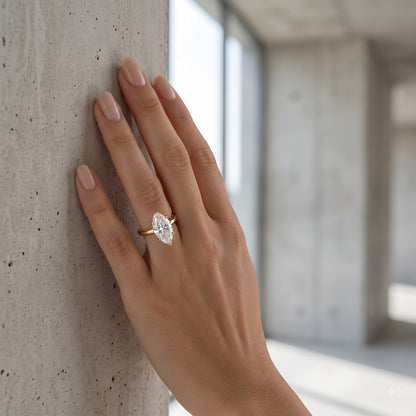 1.00CT Marquise Cut Lab Grown Diamond Engagement Ring