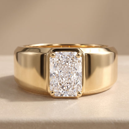 wide gold band men's diamond ring