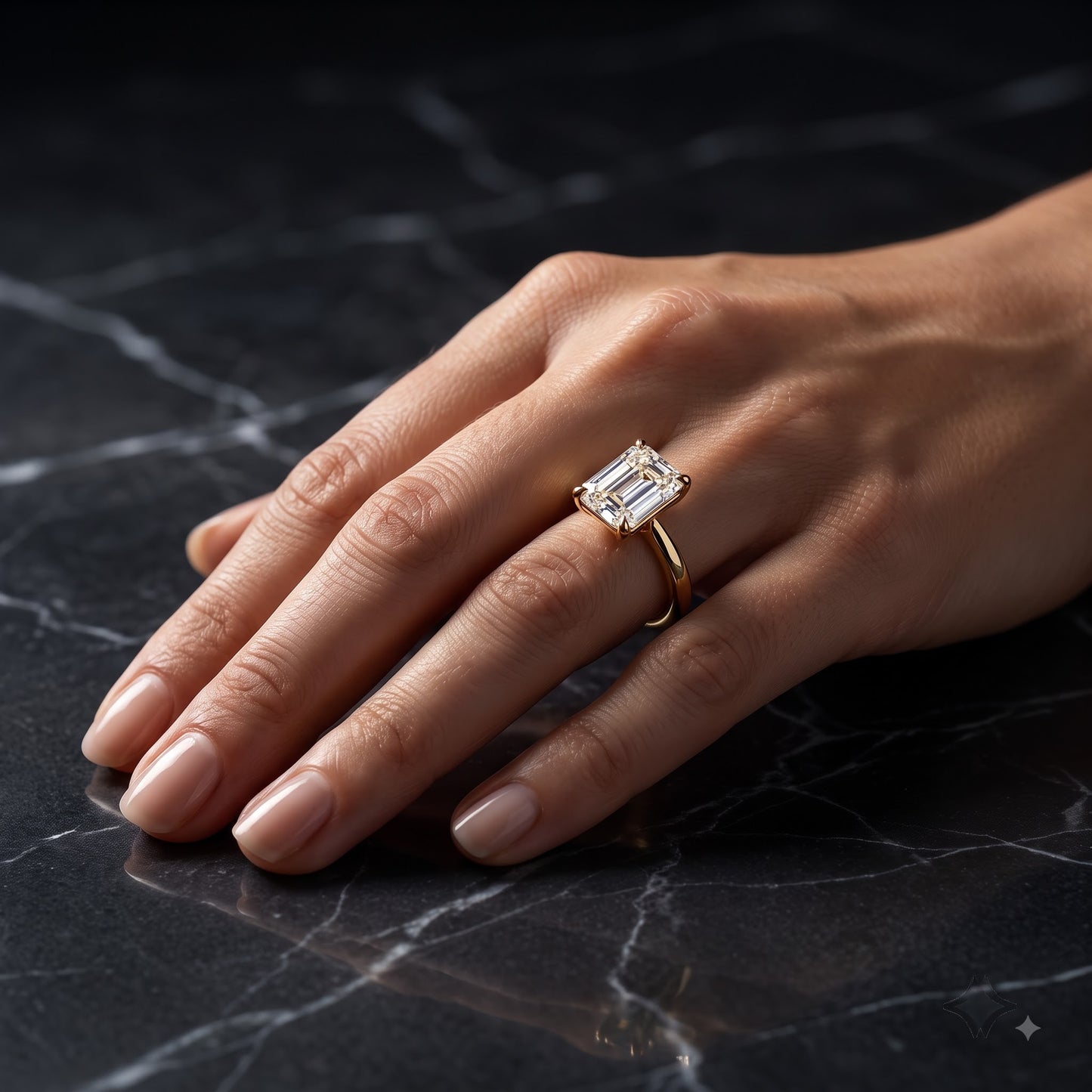 1.00ct Emerald Cut Lab Grown Diamond Engagement Ring, 14K Gold Solitaire Ring