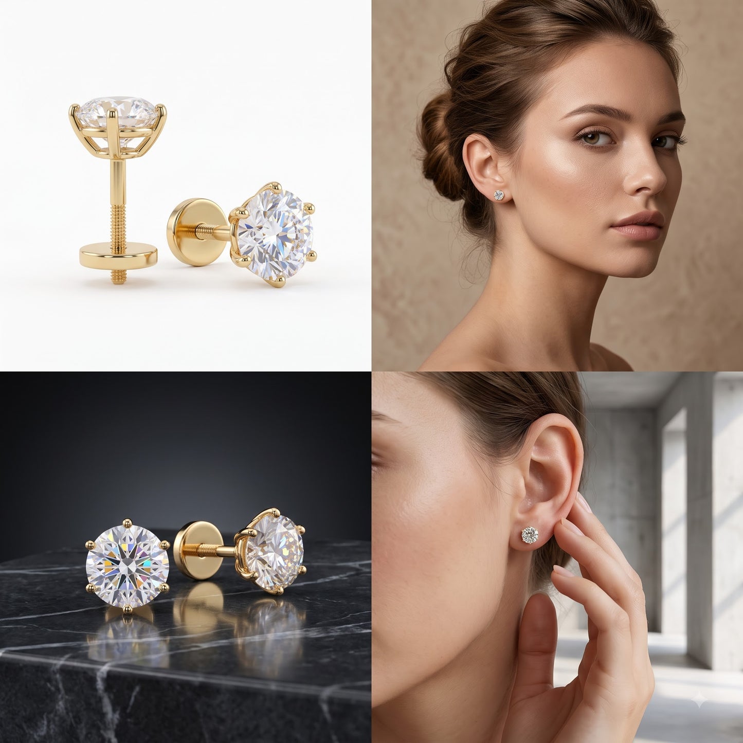0.160ct Lab Grown Diamond Flat Back Stud Earrings