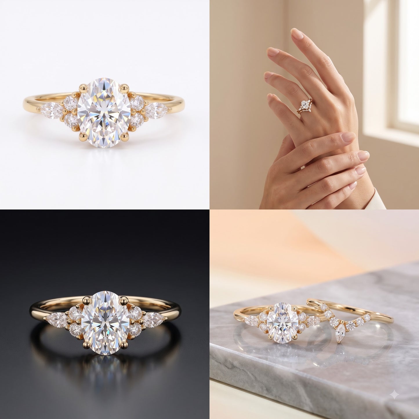 1.690 CT Oval Cut Lab Grown Diamond Engagement Ring Set