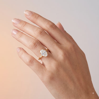 1.00ct Oval Cut Lab Grown Diamond Solitaire Minimalist Engagement Ring