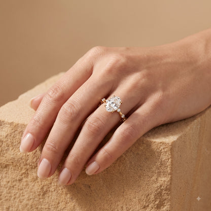 1.00ct Oval Cut Lab Grown Diamond Pavé Engagement Ring