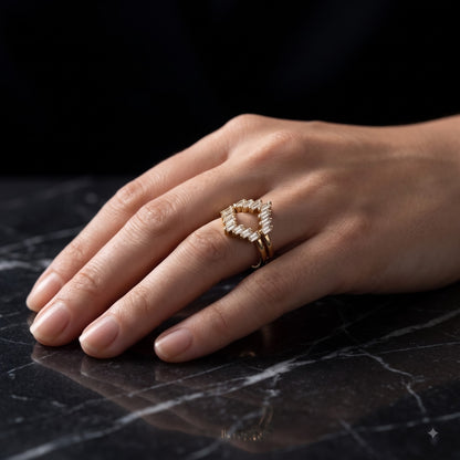 14K yellow gold baguette diamond wedding band