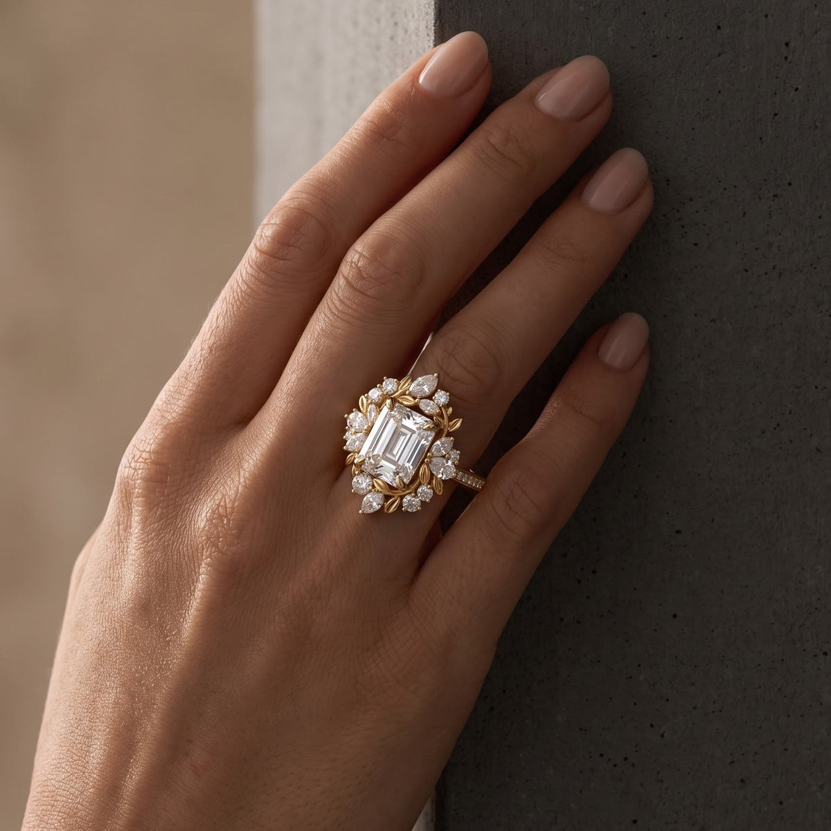 nature inspired lab grown diamond engagement ring