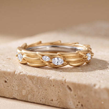 0.750 ct  Marquise Cut Lab Grown Diamond Unique Wedding Band