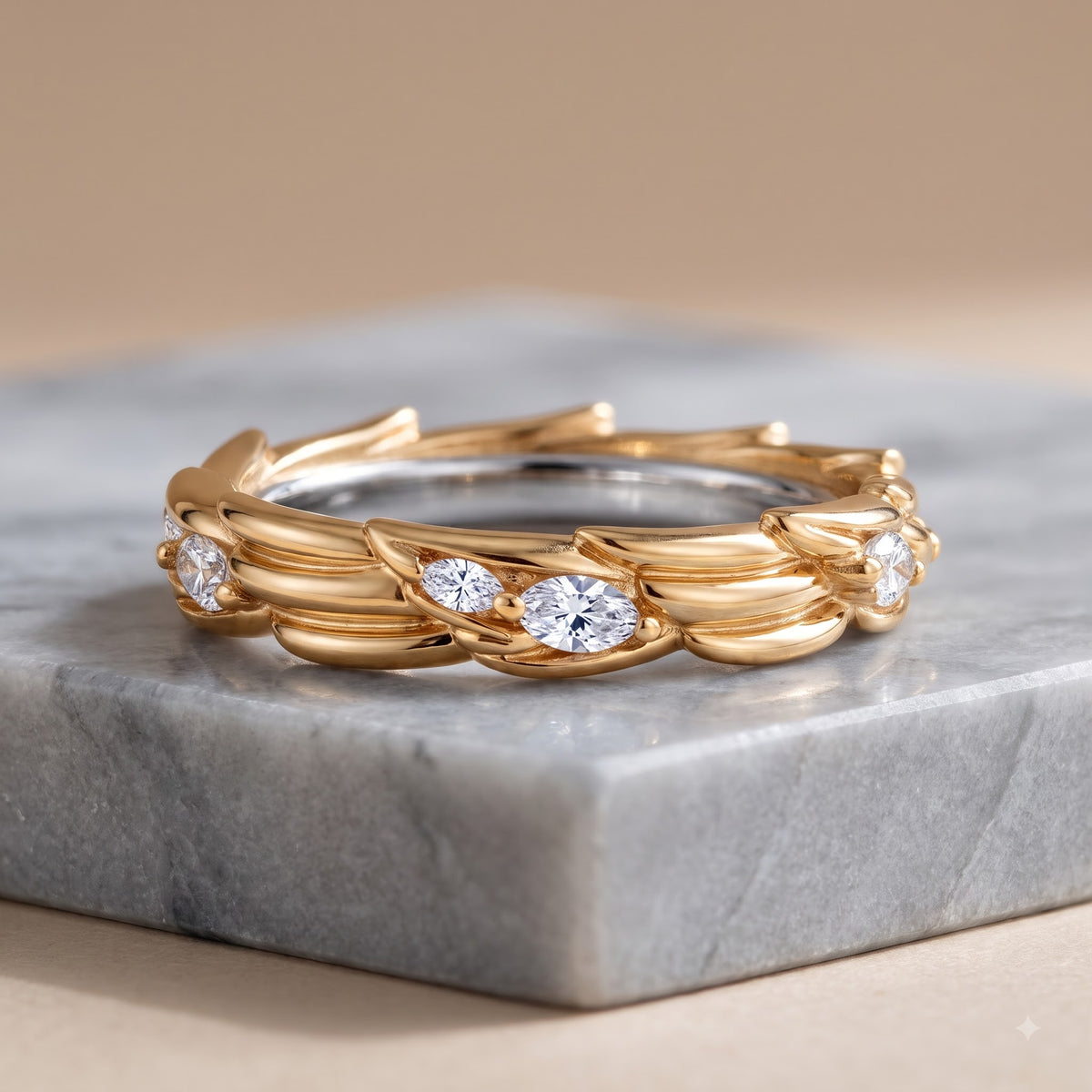 0.750 ct  Marquise Cut Lab Grown Diamond Unique Wedding Band
