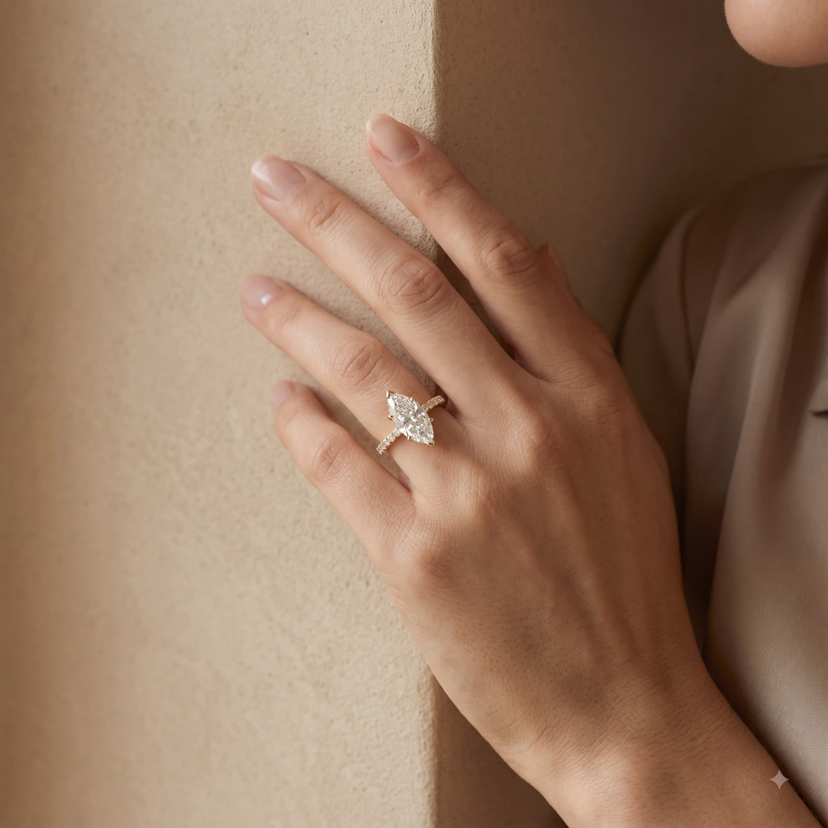 1.00ct Marquise Cut Lab Grown Diamond Unique Engagement Ring
