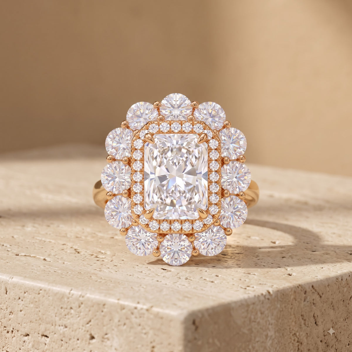2.50ct Radiant Cut Lab Grown Diamond Halo Engagement Ring