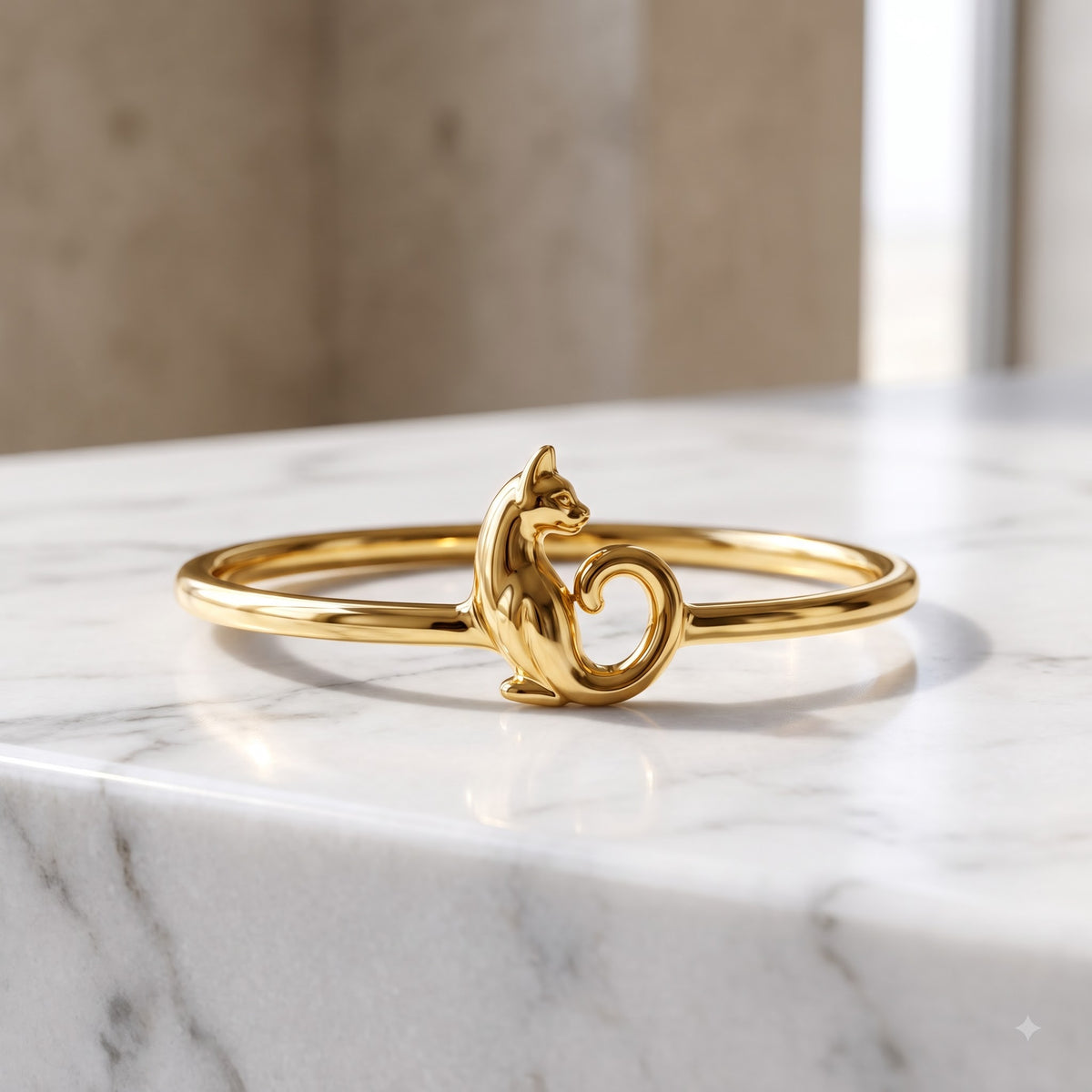 14K Gold Cat Ring, Cat Lover Gift, Cute Animal Ring