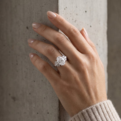 1.00 Ct Oval Cut Lab Grown Diamond Engagement Ring | 2.00 Ct Total | 14K Gold