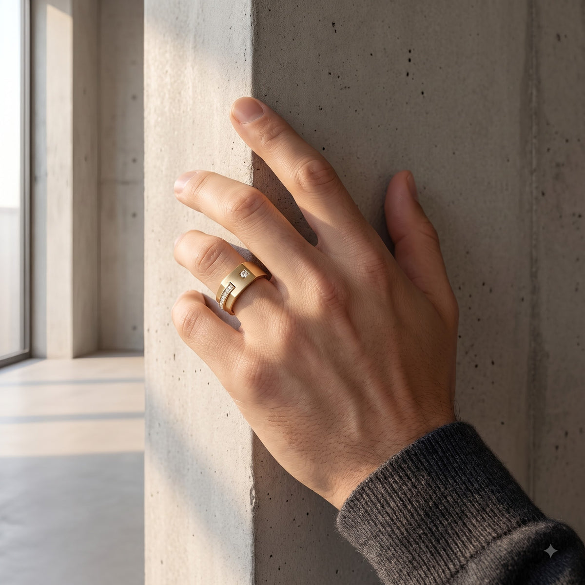 0.30 Ct Lab Grown Diamond Men's Ring | 14K Gold Wide Band Statement Ring