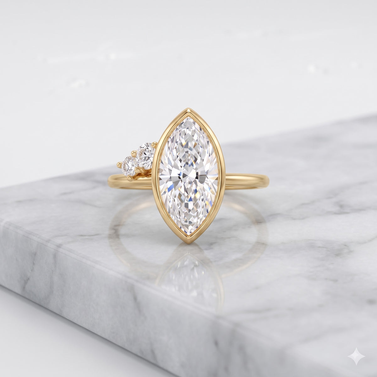 1.00 Ct Marquise Lab Grown Diamond Ring in 14K Gold | Amavida