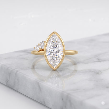 1.00 Ct Marquise Lab Grown Diamond Ring in 14K Gold | Amavida