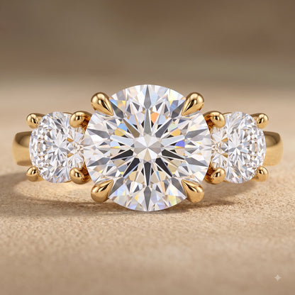 2.80 CT Round Lab Diamond Three Stone Engagement Ring