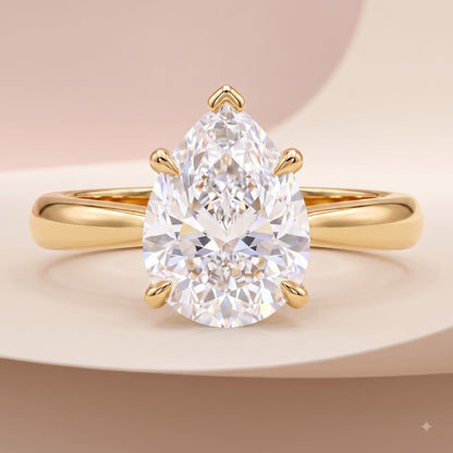 1.00CT Pear Cut Lab Grown Diamond Engagement Ring