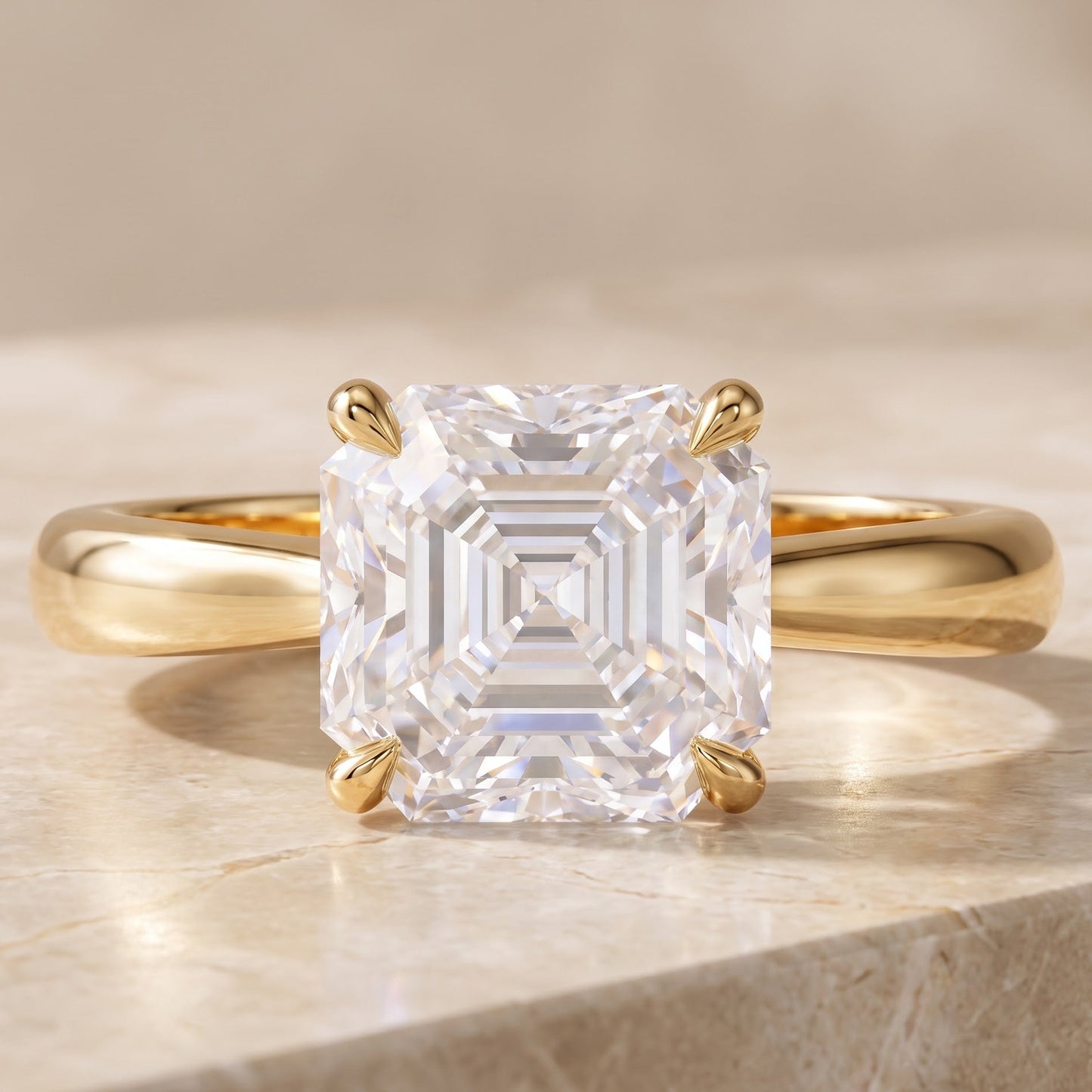 1.00CT Asscher Cut Lab Grown Diamond Engagement Ring