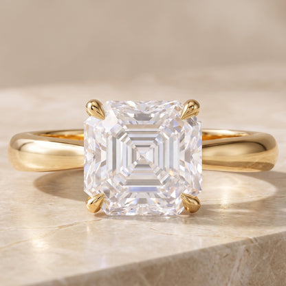 1.00CT Asscher Cut Lab Grown Diamond Engagement Ring