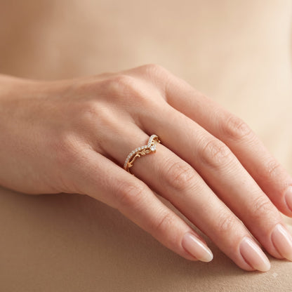 0.200 ct Lab Grown Diamond V Shape Wedding Band Ring