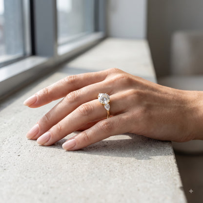 1.40ct Round Cut Lab Grown Diamond Three Stone Engagement Ring