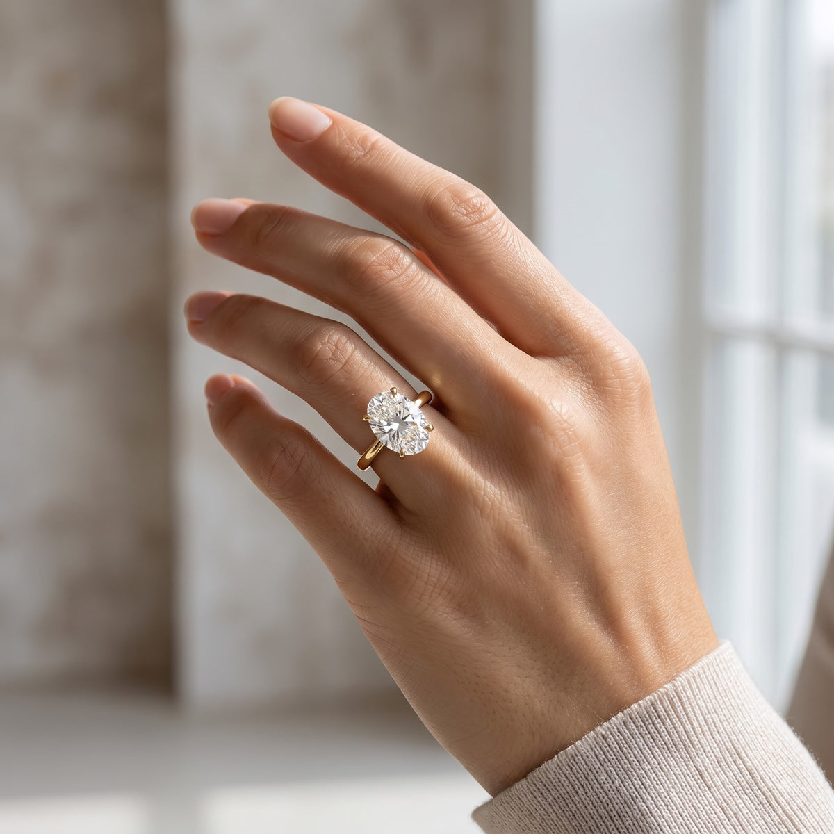 oval lab grown diamond engagement ring