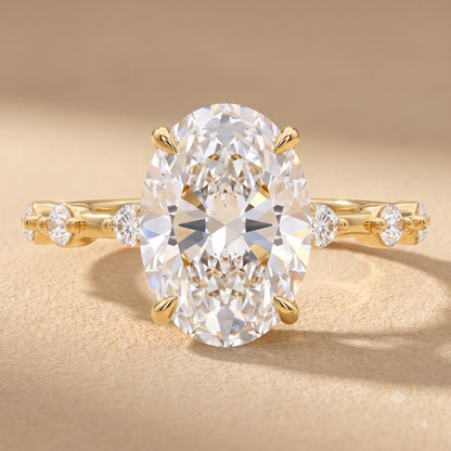 1.00ct Oval Cut Lab Grown Diamond Pavé Engagement Ring