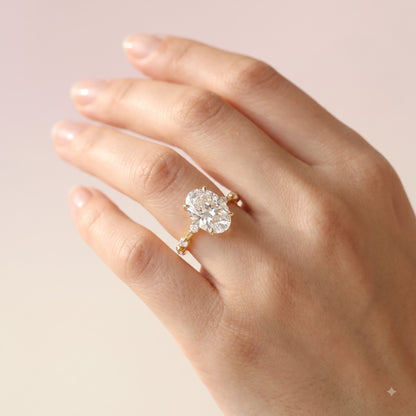 1.00ct Oval Cut Lab Grown Diamond Pavé Engagement Ring