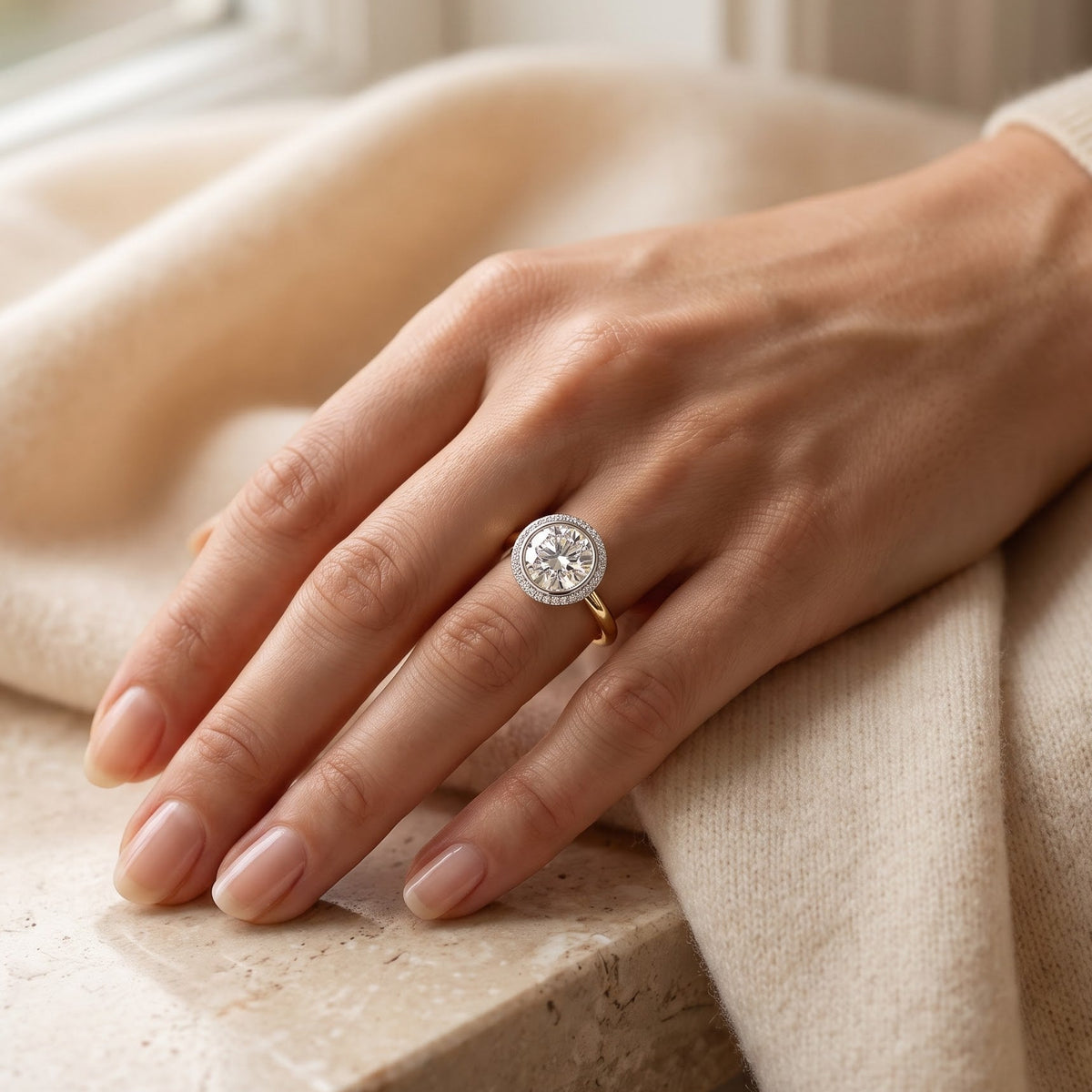 round cut halo engagement rings​

