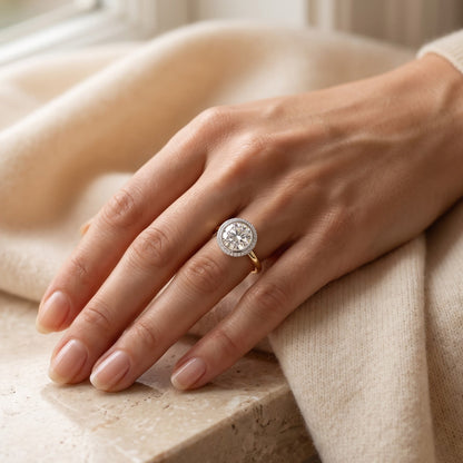 round cut halo engagement rings​

