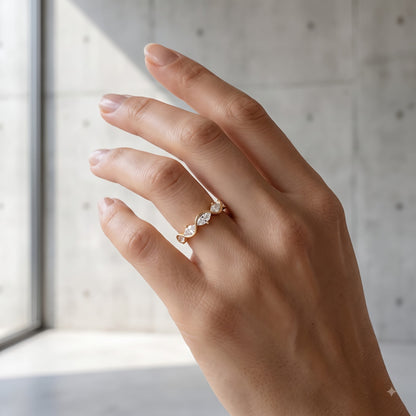 0.250 ct Marquise Cut Lab Grown Diamond Curved Band Ring