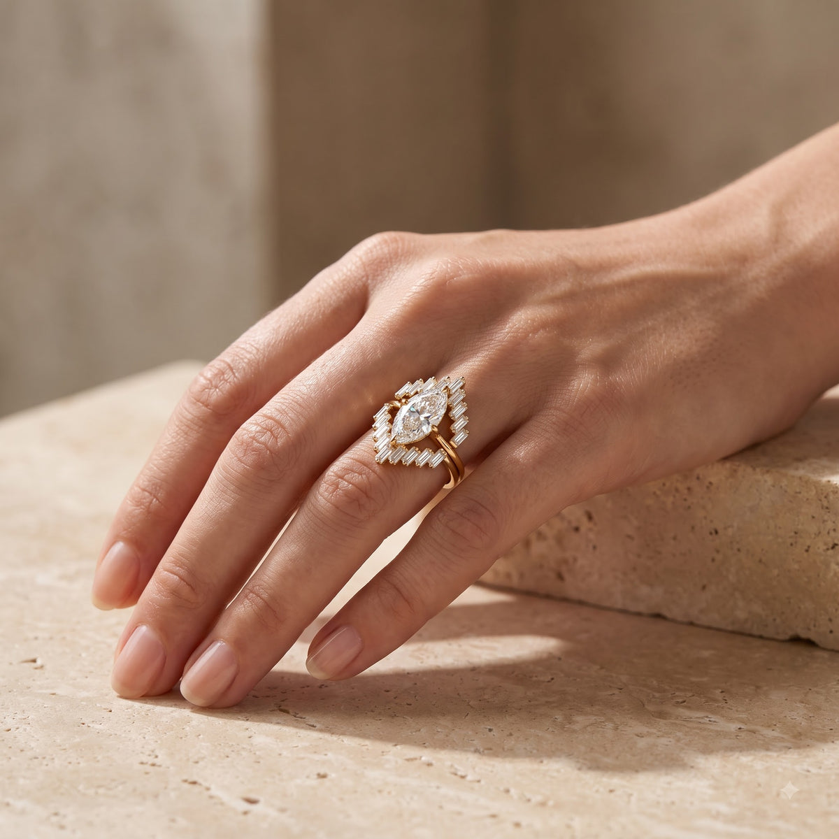 1.90ct Marquise Cut Lab Grown Diamond Halo Engagement Ring Set