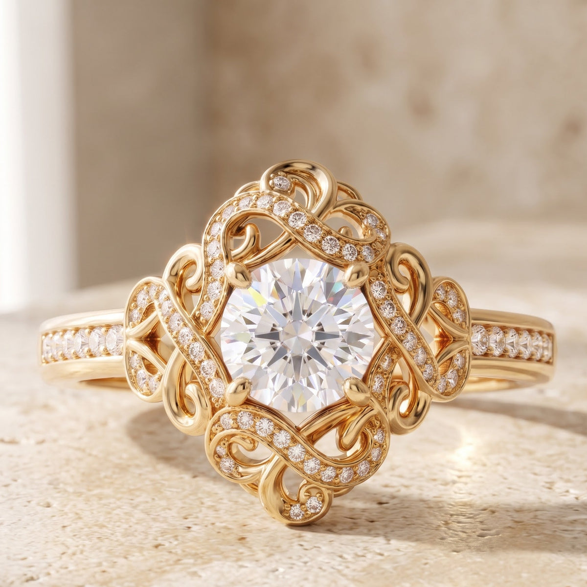 filigree lab grown diamond ring