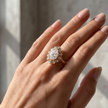 1.00ct Pear Cut Lab Grown Diamond Vintage Engagement Ring