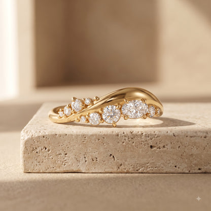 0.500 ct Oval & Round Cut Lab Grown Diamond Curved Wedding Band