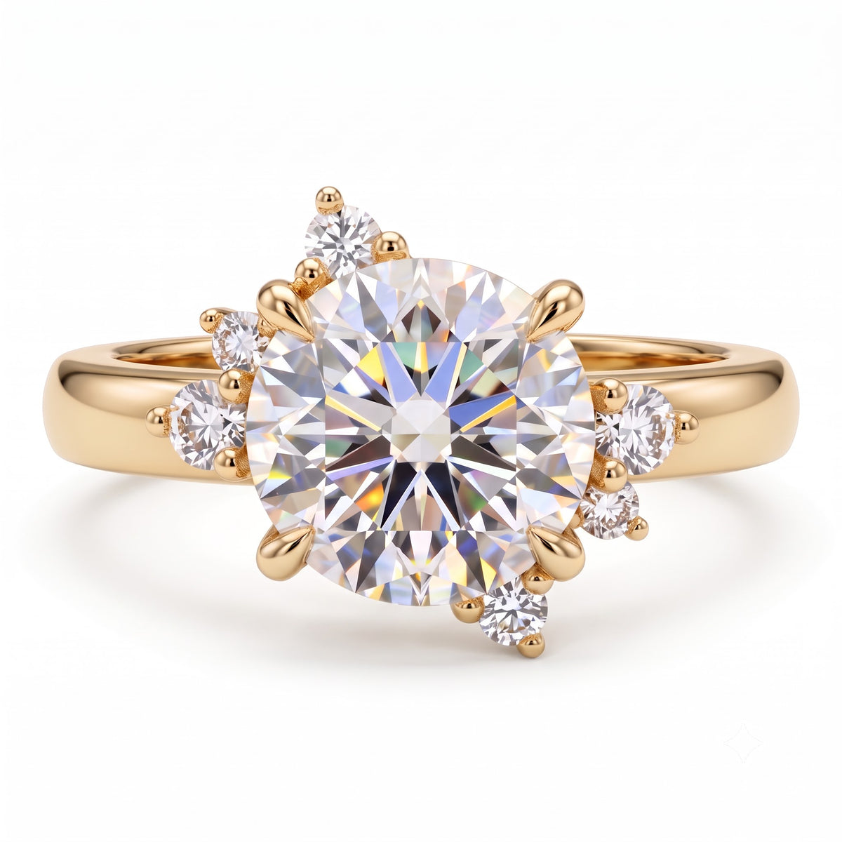 1.00ct Round Cut Lab Grown Diamond  Floral Cluster Engagement Ring